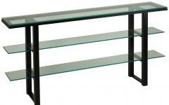 Contemporary Three Tier Glass Buffets with Black Metal Frame