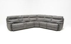 2024 Best of Denali Light Grey 6 Piece Reclining Sectionals with 2 Power Headrests