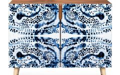 Symmetric Blue Swirl Credenzas
