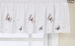 Fluttering Butterfly White Embroidered Tier, Swag, or Valance Kitchen Curtains