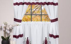 20 Best Collection of 5-piece Burgundy Embroidered Cabernet Kitchen Curtain Sets