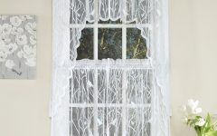  Best 20+ of White Knit Lace Bird Motif Window Curtain Tiers
