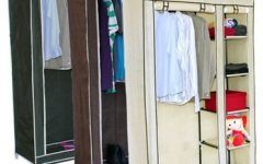 20 Ideas of Double Canvas Wardrobe Rail Clothes Storage Cupboard
