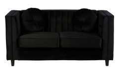 Black Velvet 2-seater Sofa Beds