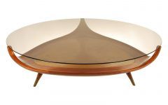 Unique Round Wood and Glass Coffee Table
