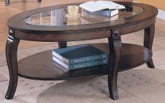 Oval Glass and Wood Coffee Tables