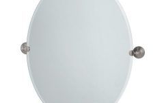 Ceiling-hung Satin Chrome Oval Mirrors