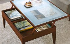 Living Room Glass Coffee Table with Storage