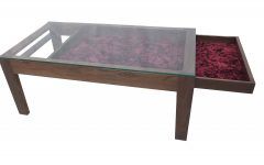 Glass Top Display Coffee Tables with Drawers