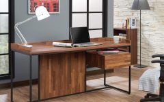 2024 Popular Walnut Wood and Black Metal Office Desks