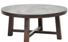 Round Pine Coffee Table with Lower Shelf