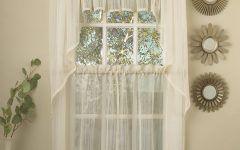 White Micro Striped Semi Sheer Window Curtain Pieces