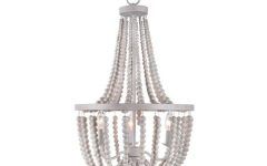 White and Weathered White Bead Three-light Chandeliers