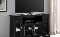 Black Tv Stand with Glass Doors