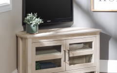 Wood Corner Storage Console Tv Stands for Tvs Up to 55" White