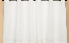 Modern Subtle Texture Solid White Kitchen Curtain Parts with Grommets Tier and Valance Options
