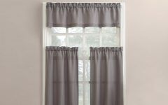 20 Ideas of Solid Microfiber 3-piece Kitchen Curtain Valance and Tiers Sets