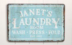 Personalized Mint Distressed Vintage-look Laundry Metal Sign Wall Decor