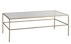 Rectangular Brass Finish and Glass Coffee Tables