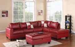 2024 Popular Red Leather Sectionals with Ottoman