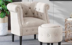 Starks Tufted Fabric Chesterfield Chair and Ottoman Sets