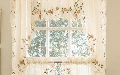 20 The Best Floral Lace Rod Pocket Kitchen Curtain Valance and Tiers Sets