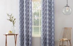 20 Inspirations Geometric Print Textured Thermal Insulated Grommet Curtain Panels