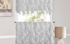Silver Vertical Ruffled Waterfall Valance and Curtain Tiers