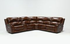 Travis Cognac Leather 6 Piece Power Reclining Sectionals with Power Headrest & Usb