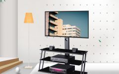 Whalen Furniture Black Tv Stands for 65" Flat Panel Tvs with Tempered Glass Shelves