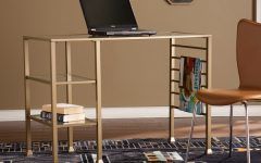 15 Collection of Tempered Glass and Gold Metal Office Desks