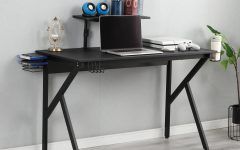 15 Collection of Glass White Wood and Black Metal Office Desks