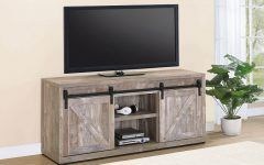 15 The Best Tv Stands with Sliding Barn Door Console in Rustic Oak