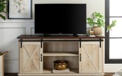 Modern Farmhouse Style 58" Tv Stands with Sliding Barn Door